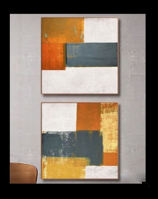 Mustard Yellow Grey Abstract Painting Canvas Art Print